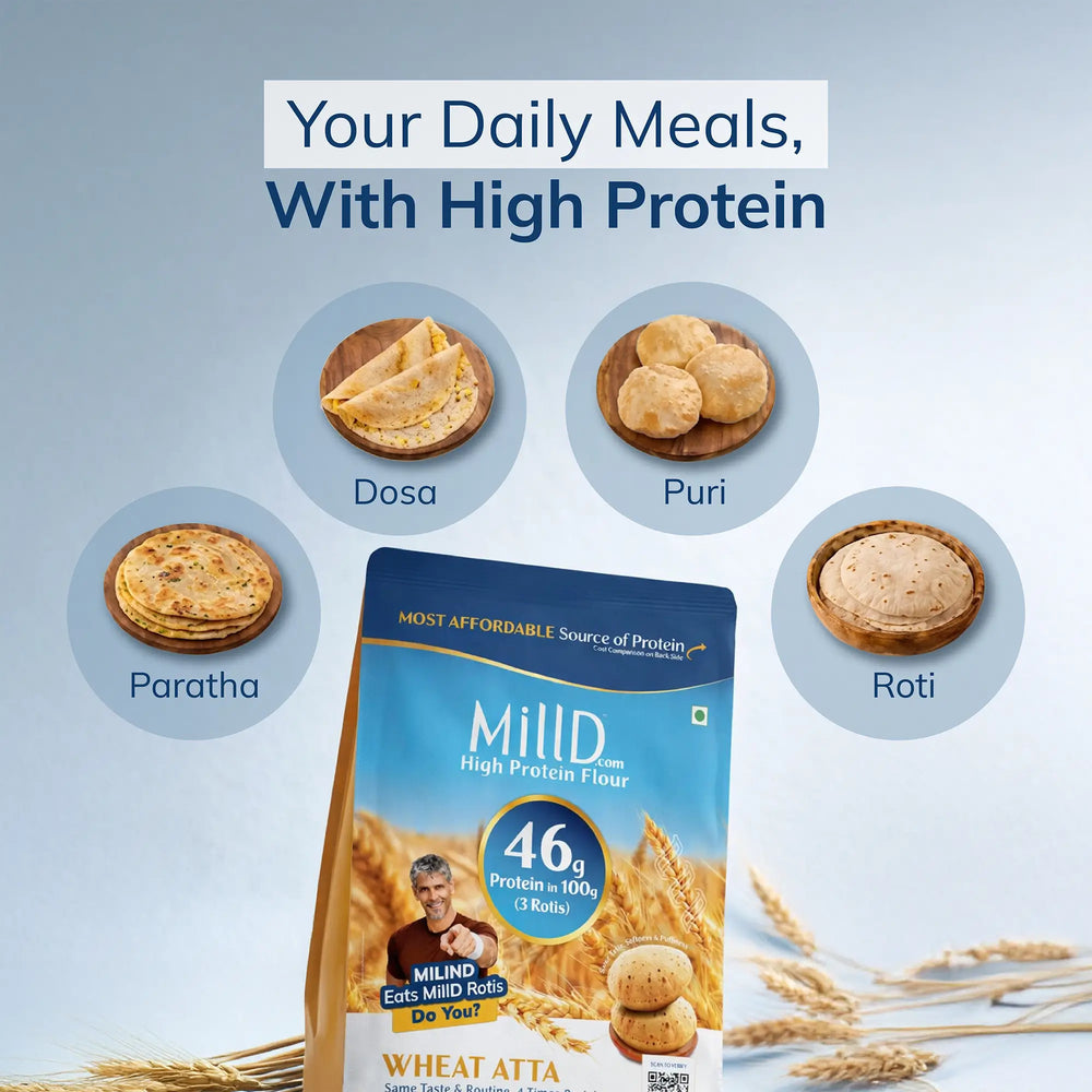 MillD serving suggestions: roti, paratha, puri and dosa made from the high protein atta